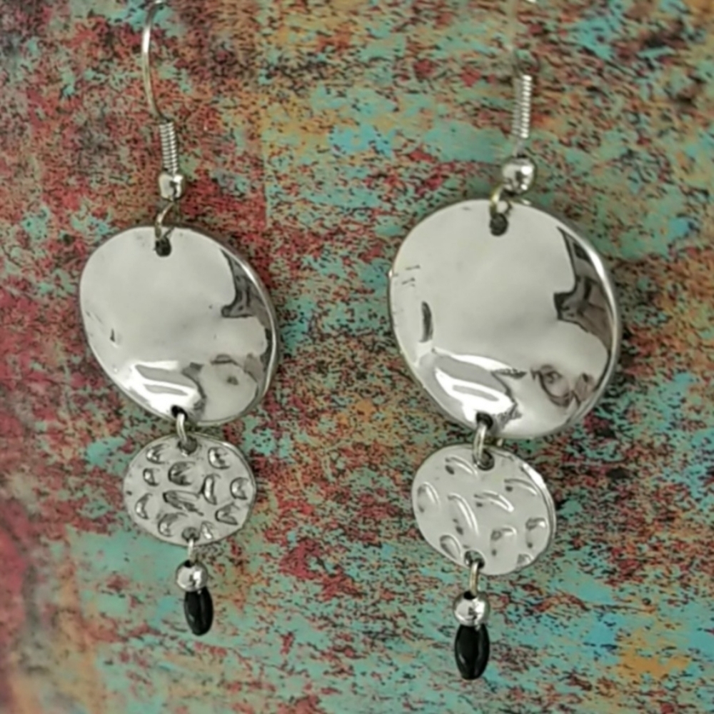Pierced Earrings in Bright Silver Tone